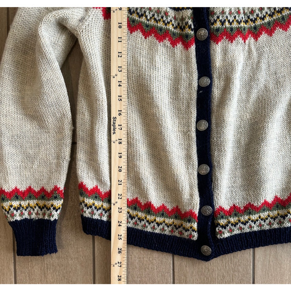 VTG Siril Hand Knitted Sweater Shop Faire Isle Nordic Cardigan Large? 100% Wool - Picture 6 of 6